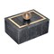 Kingston Living Rectangular Marble Storage Box with Knob - 7" - Black and Gold